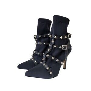Mivida Black Ankle Boots Studded Dress Shoes high heals Women's Size US 5 EUR 35